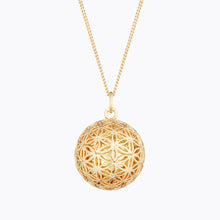 Load image into Gallery viewer, Maternity necklace / pregnancy necklace / harmony ball / bola  Composition : pendant and chain in 18 carat gold plated brass, silver or 18 carat rose gold plated brass Measurements : pendant diameter: 22mm, adjustable chain length: 950 / 1100 mm