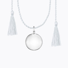 Load image into Gallery viewer, Maternity necklace / pregnancy necklace / harmony ball / bola Composition : pendant in silver brass Cord and tassels in fair trade silk Measurements : pendant diameter: 20mm, cord length: 1100 mm