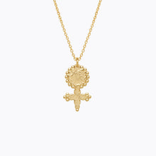 Load image into Gallery viewer, Beautiful piece of jewelry, the Ashanti necklace is a powerful symbol of fertility. Meaningful gift present. Plated gold, rose gold and silver.