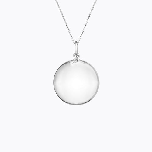 Maternity necklace / pregnancy necklace / harmony ball / bola Composition : pendant and chain in gold plated brass, silver or 18 carat rose gold plated brass Measurements : pendant diameter: 20mm, chain length: 1100 mm