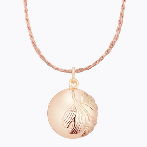 Maternity necklace / pregnancy necklace / harmony ball / bola  Composition : pendant in 18 carat gold-tone brass, silver or 18 carat  rose gold-tone brass, cord and tassels in fair trade silk Measurements : pendant diameter: 20mm, cord length: 1100 mm